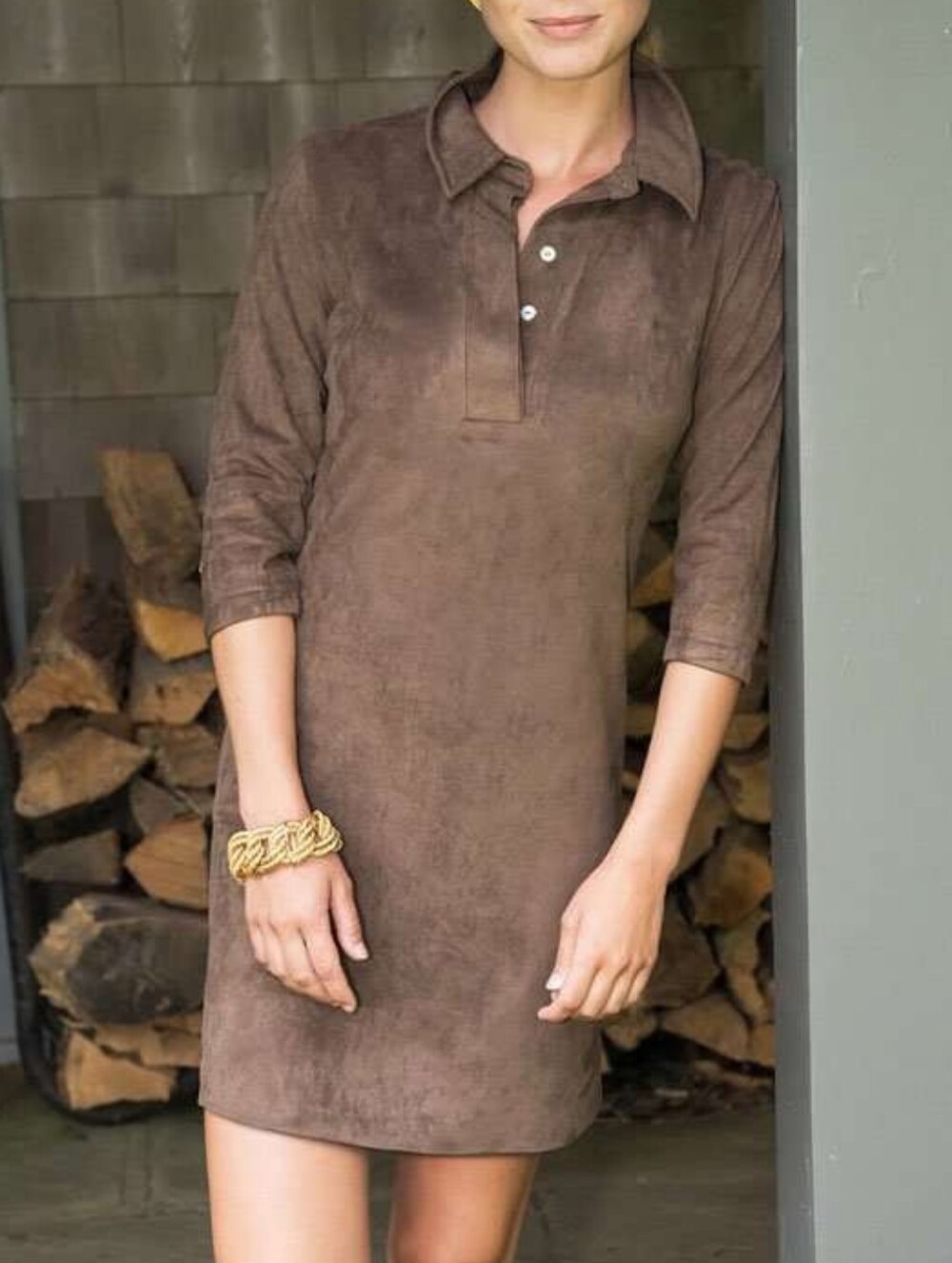 Gretchen Scott Suede Everywhere Dress In Brown Size Small